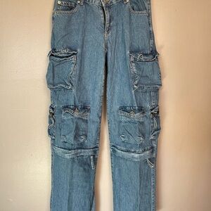 Garage Men's Relaxed Blue Cargo Jeans